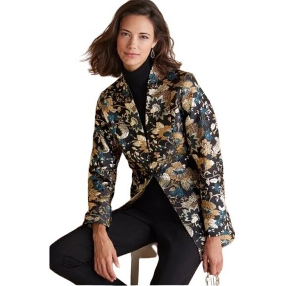 Soft Surroundings Viola Metallic Jacquard Jacket 3X - Picture 2 of 8